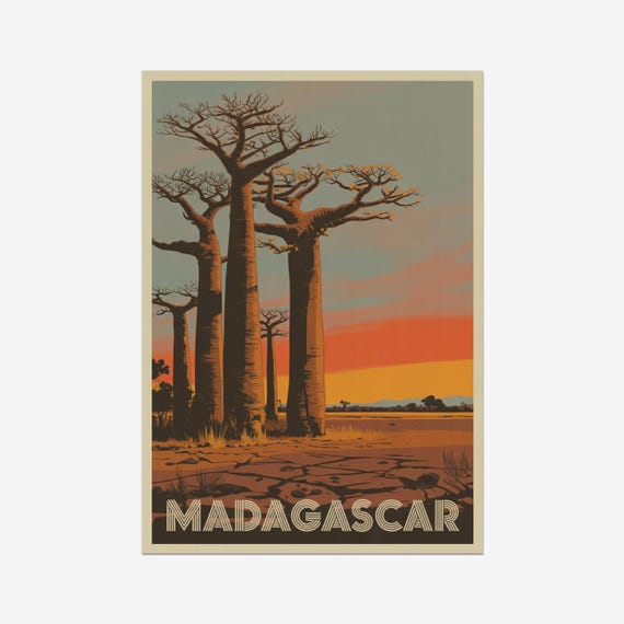 Madagascar Vintage Travel Poster Africa Retro