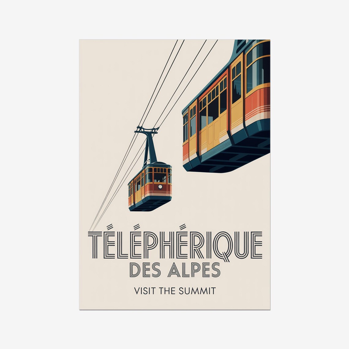 Telepherique des Alpes Cable Car Minimalist Vintage Travel Poster