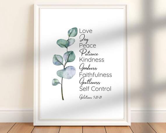 Fruit Of The Spirit Wall Art Bible Verse Sign Christian Gifts Watercolor Botanical Scripture Prints Galatians 522