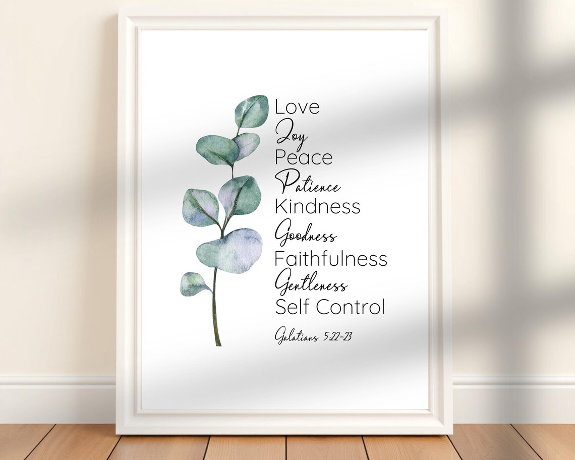 Fruit of the Spirit Galatians 522 Watercolor Eucalyptus Christian Print
