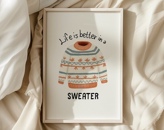 Sweater Weather Cozy Season Trendy Autumn Printables Wall Art Neutral Fall Art Cute Fall Decor Cozy Autumn Decor