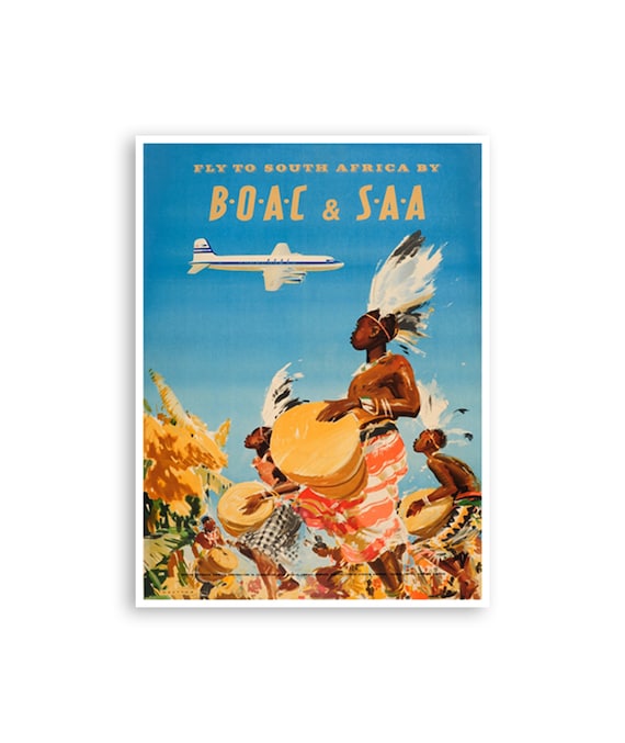 South Africa Art Travel Poster Africa Art Airline Print H873a