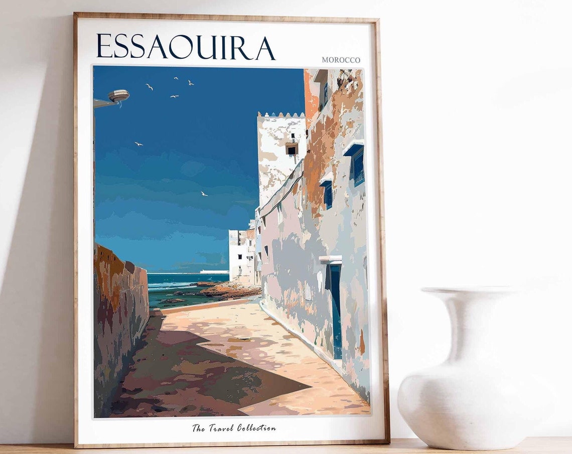 Essaouira Poster Morocco Travel Print Moroccan Decor Africa Travel Poster African Wall Art City Print Essaouira Travel Poster