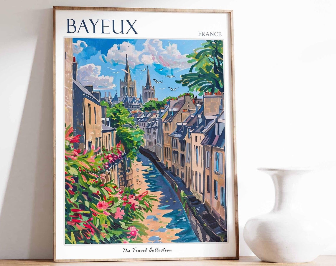 Bayeux Poster France Travel Print French Decor Europe Travel Poster Annecy Wall Art European Decor Bayeux Gift Bayeux Travel Poster