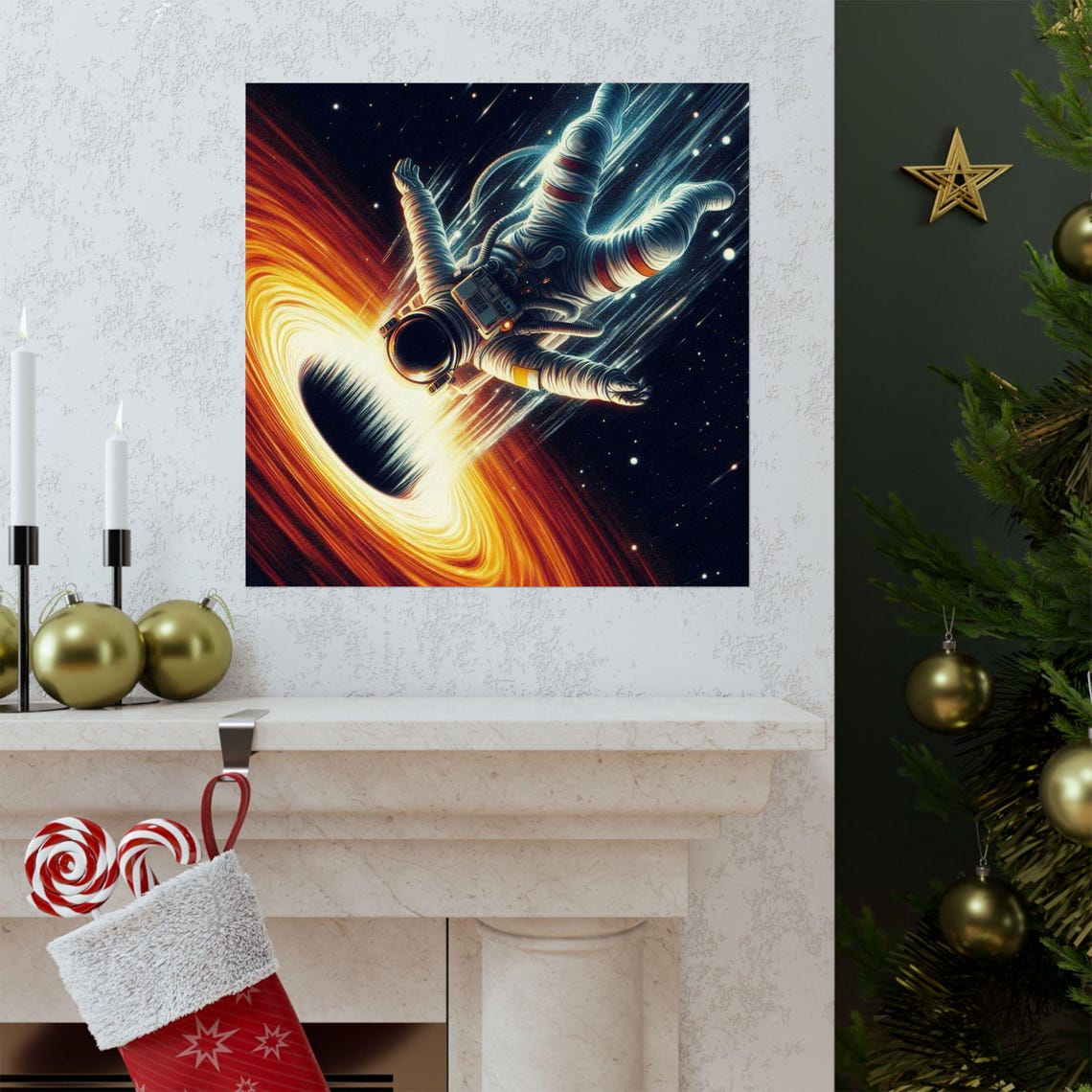 Lone Astronaut Tumbling Helplessly Toward a Black Hole Poster - Image 3