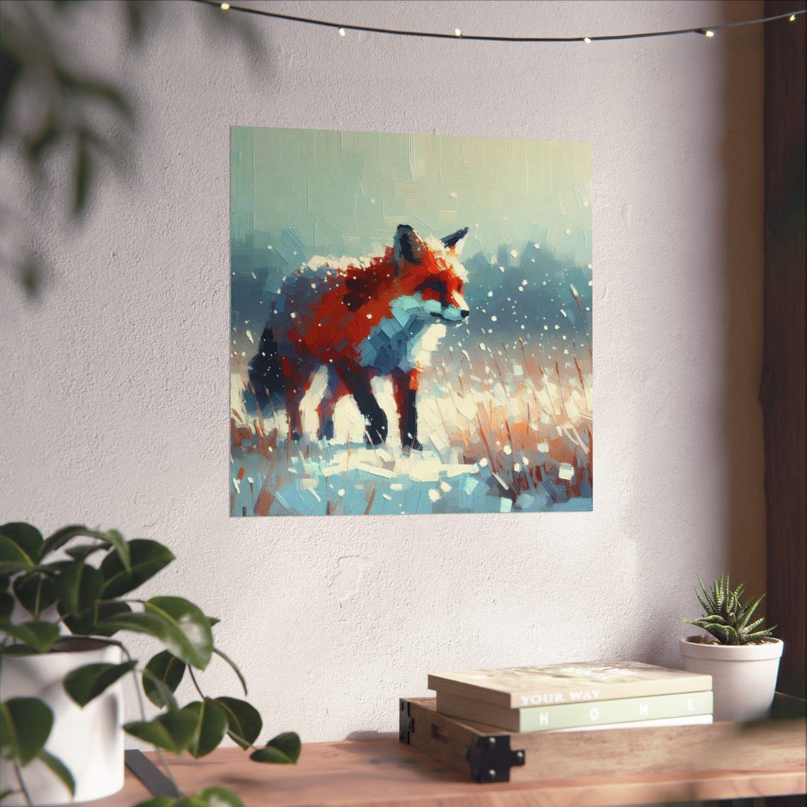 Red Fox Walking Through Falling Snow in a Winter Forest Poster - Image 4