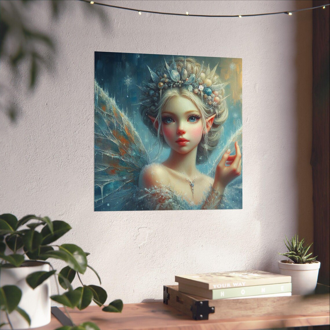 Ice Fairy with Crystal Wings in Winter Snow Fantasy Art Poster - Image 4