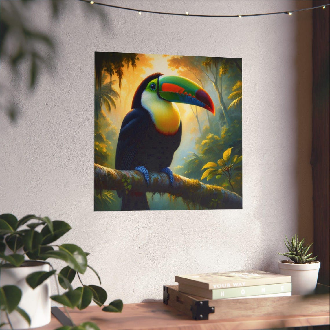 Rainbow-Billed Toucan in Tropical Rainforest Bird Art Poster - Image 4
