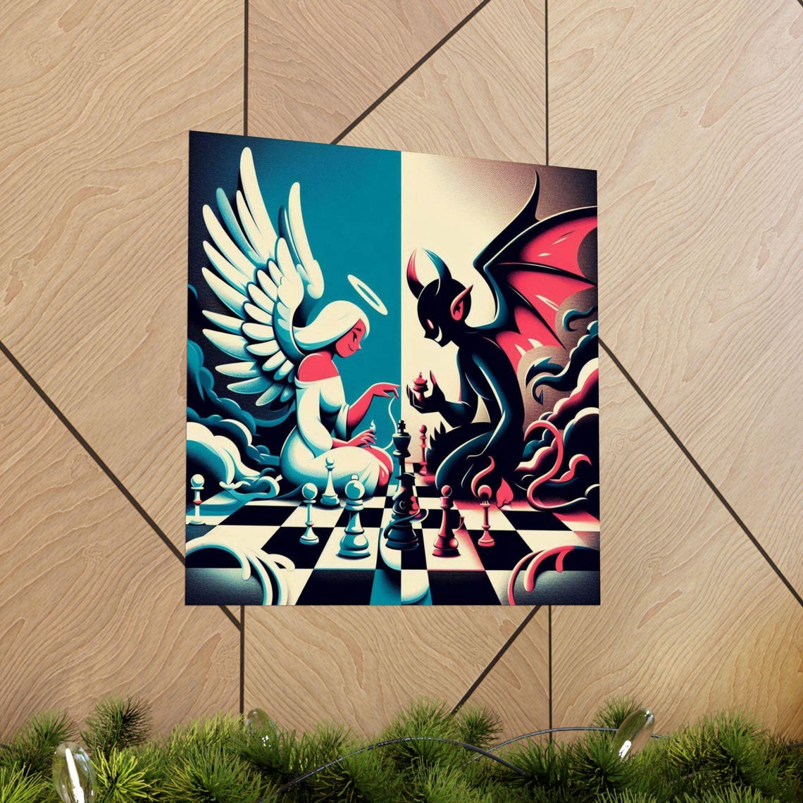 Whimsical Matte Posters Angel Vs Demon Art Unique Wall Decor Chess Lovers Gift Spiritual And Gothic Decor - Image 5