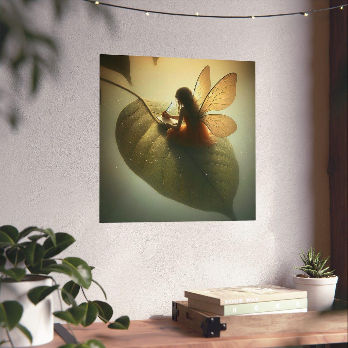 Tiny Fairy Writing in a Journal While Sitting on a Giant Leaf Poster - Image 4