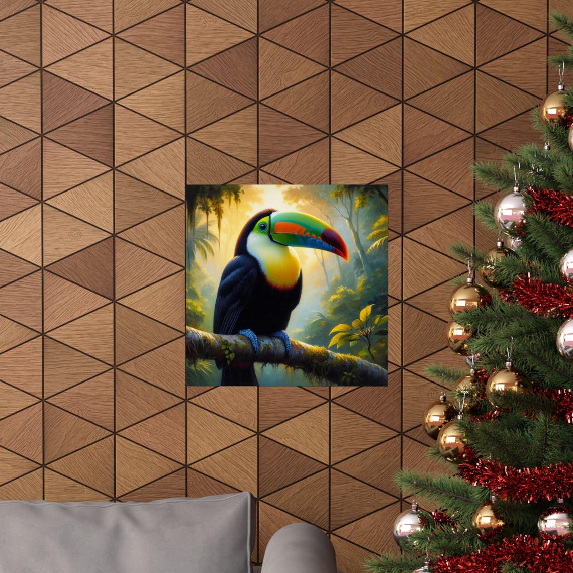 Rainbow-Billed Toucan in Tropical Rainforest Bird Art Poster - Image 6