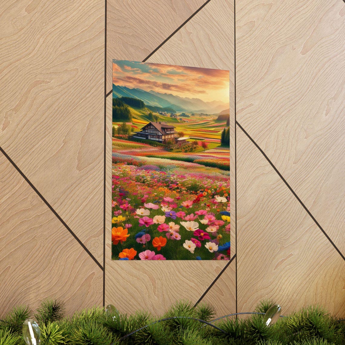 Colorful Impressionist Flower Garden Poster in Pink and Orange Hues - Image 3