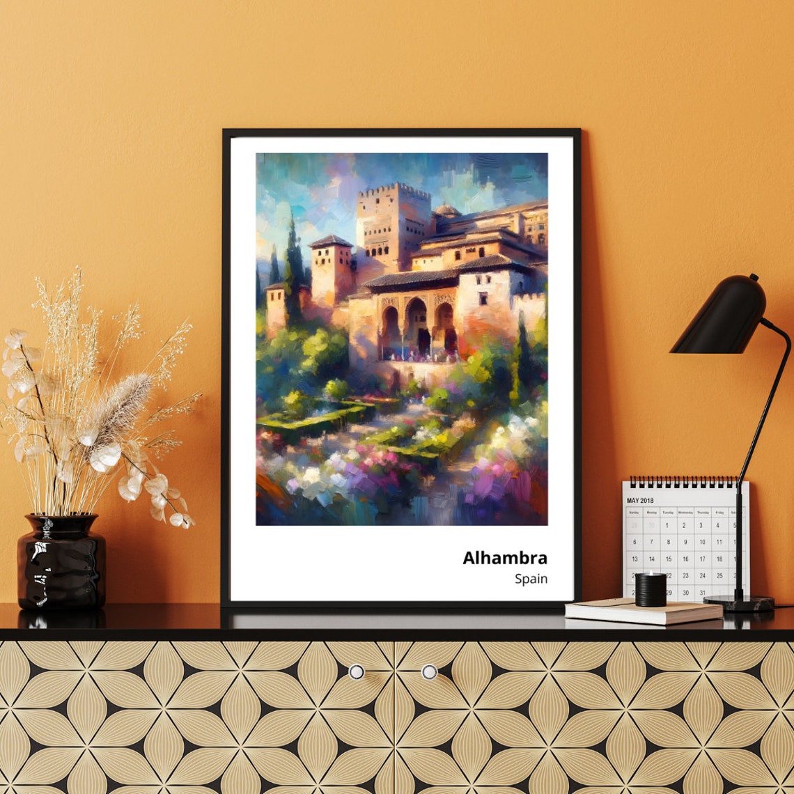 Alhambra Spain Palace Gardens Moorish Architecture View Poster - Image 3