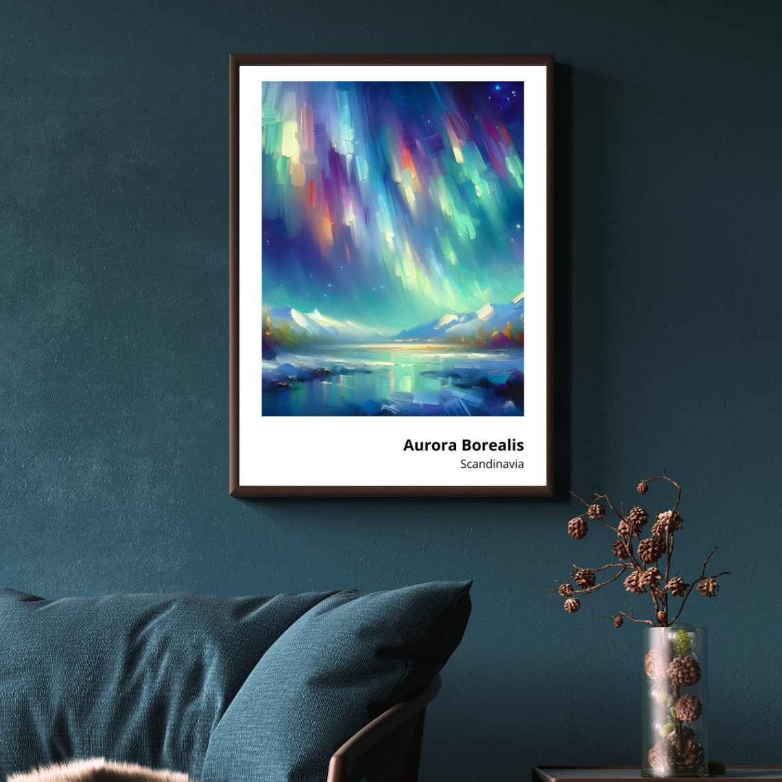 Aurora Borealis Scandinavia Northern Lights Night Sky Poster - Image 4