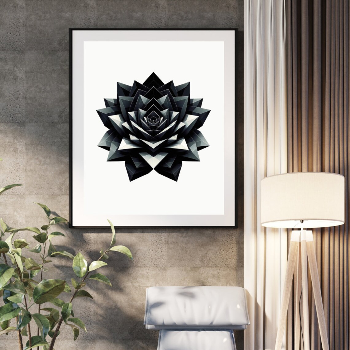 Geometric Succulent Harmony, Modern Interiors Art Print - Image 3