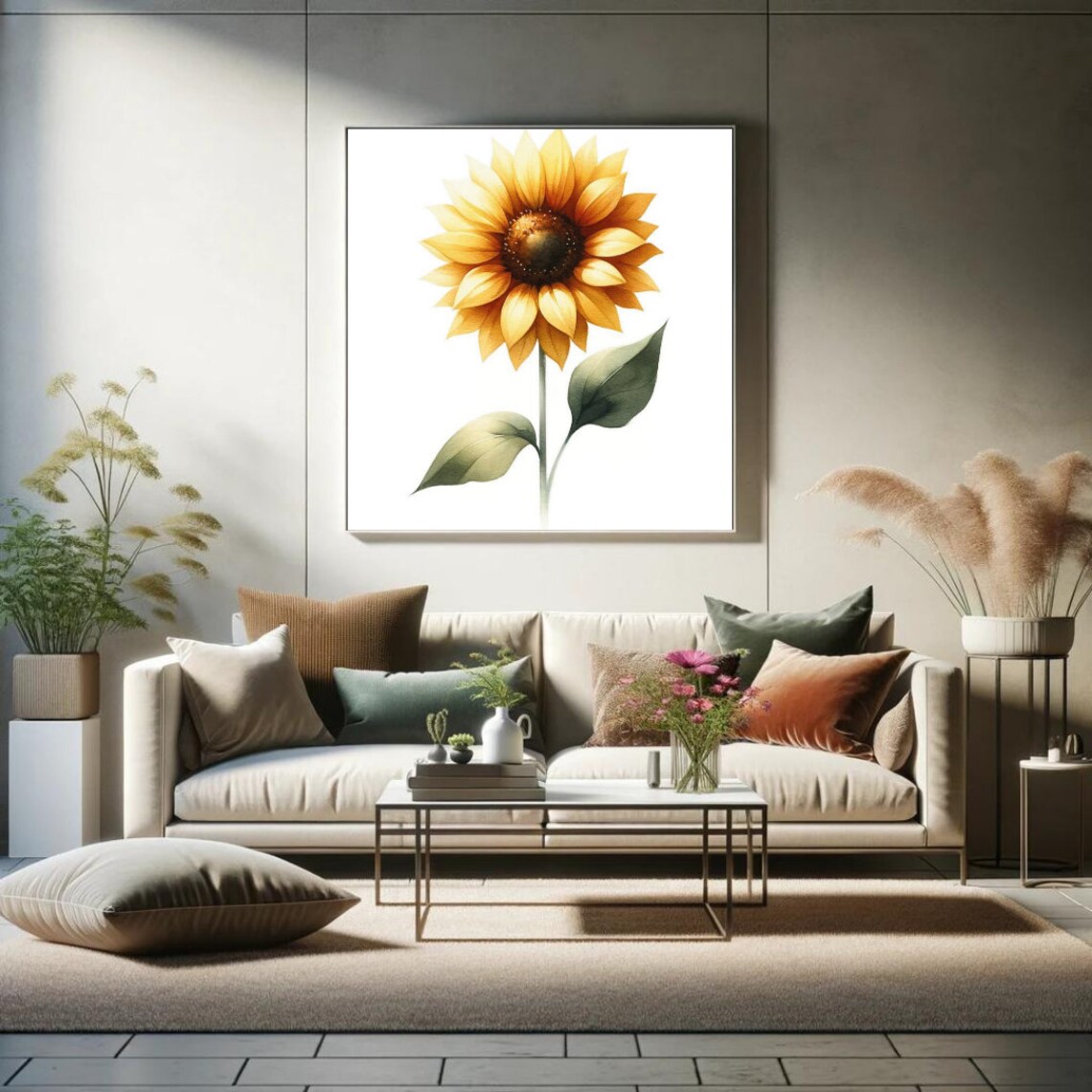Golden Sunflower Bloom Warm Watercolor Radiant Floral Poster - Image 3