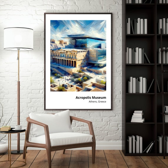 Acropolis Museum Art Print Stunning Painting Of Athens Landmark Vibrant And Modern Wall Decor Greek Architecture Art