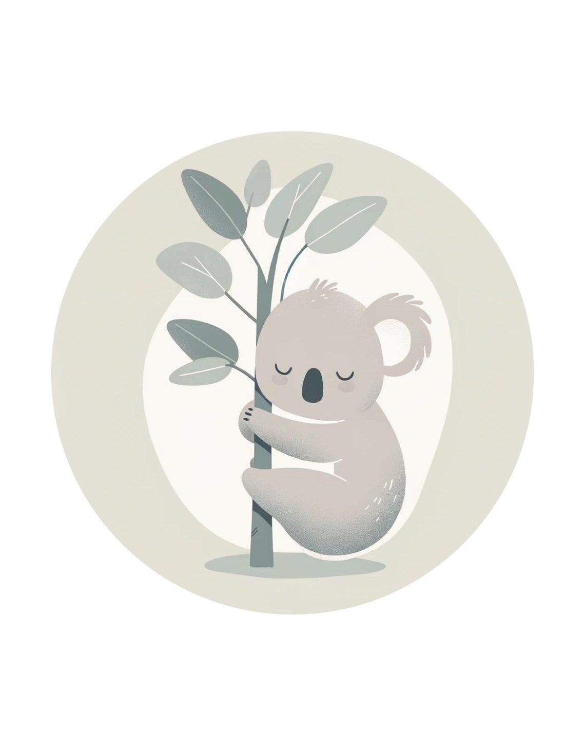 Sleepy Koala Hugging Eucalyptus Branch Soft Nursery Art Poster - Image 3