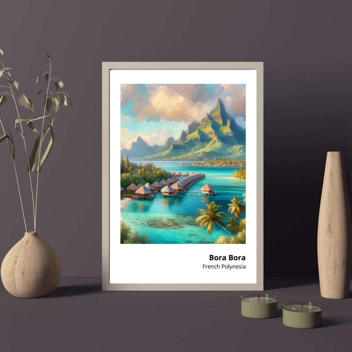 Bora Bora French Polynesia Overwater Bungalows Lagoon View Poster - Image 4