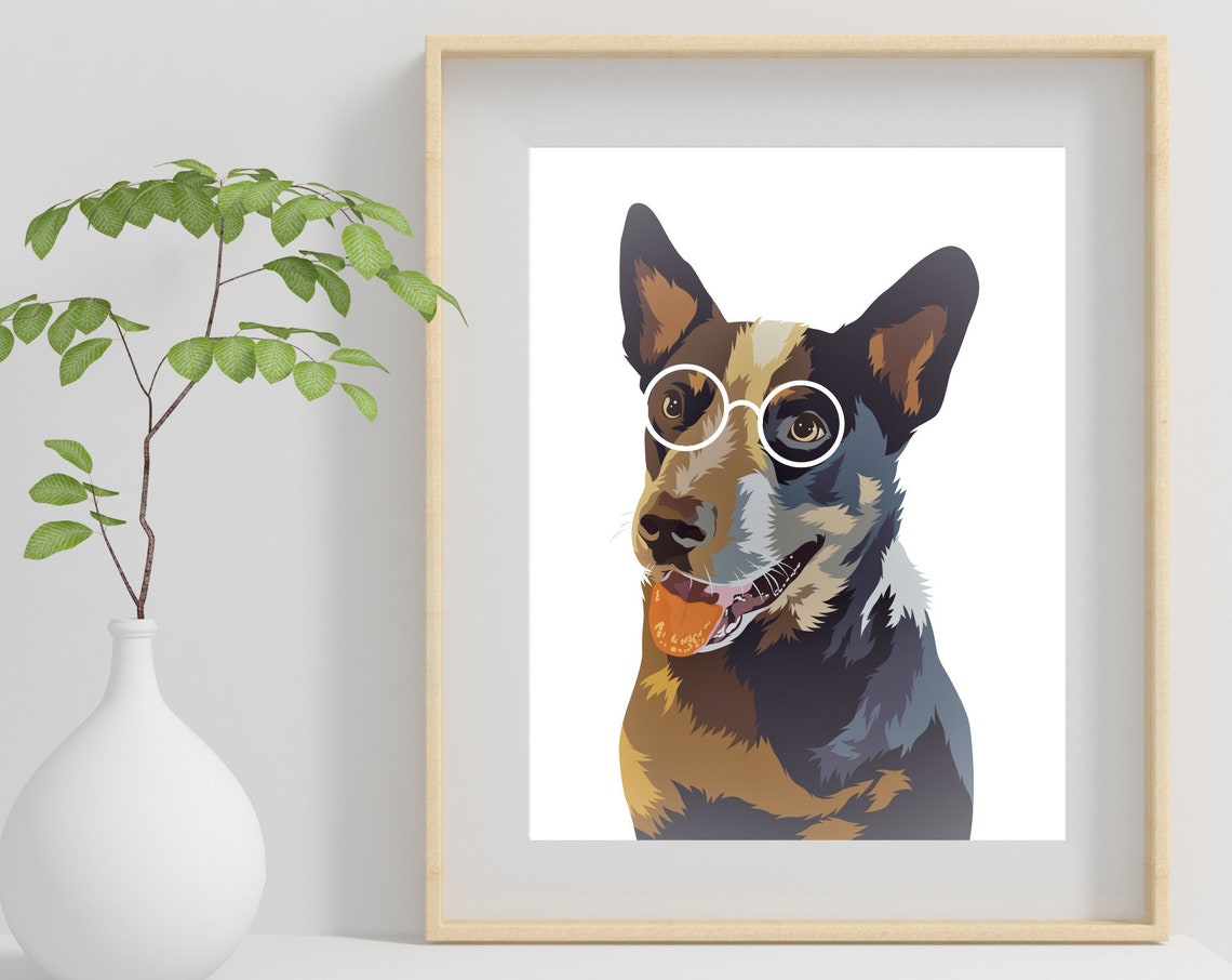 Dog With White Glasses Print Art Dog Portrait Kid Room Decor Nursery Pet Art Dog Painting Dog Art Cute Puppy Girls - Image 4
