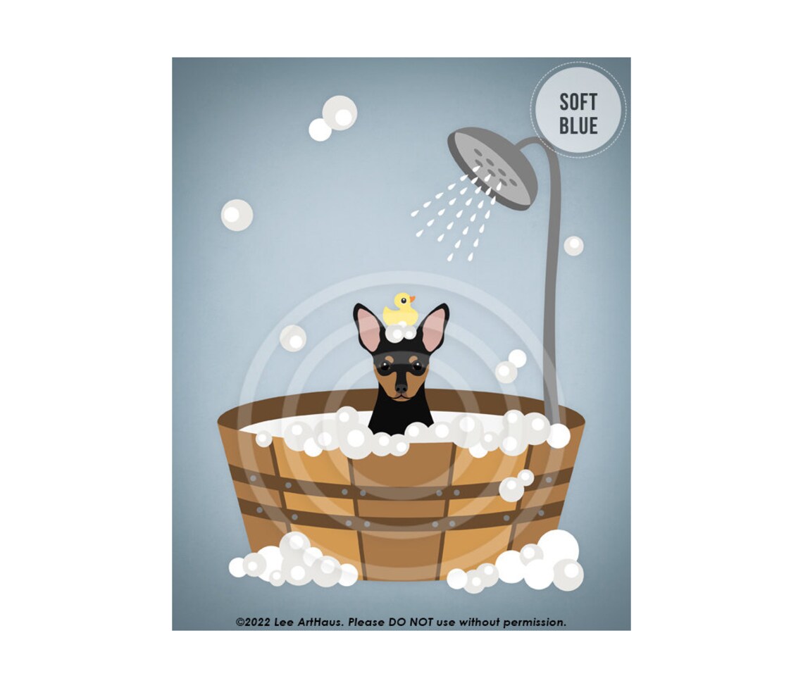 311dp Min Pin In Wooden Bathtub Wall Art Miniature Pinscher Gifts Min Pin Art Dog Bathroom Wall Art Miniature Pinschers Decor - Image 2