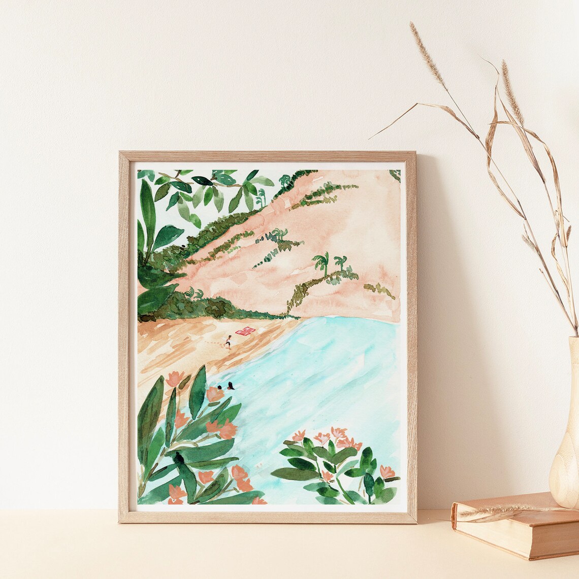 Beach Day Watercolour Surfing Tropical Poster - Image 2
