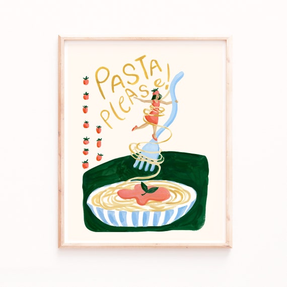 Pasta Poster Print, Modern Retro Kitchen Decor