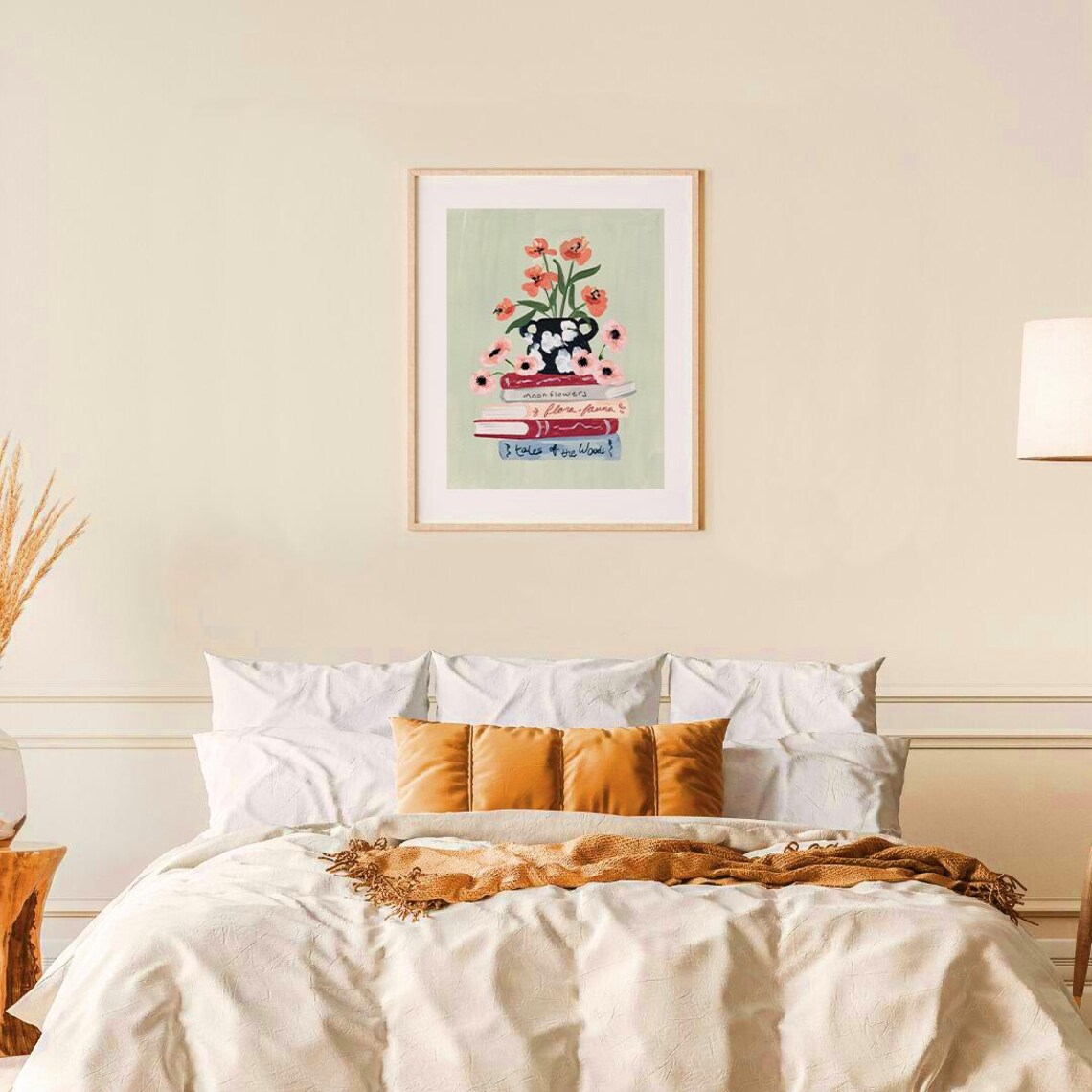 Still Life With Books And Flowers, Cozy Home Decor - Image 2