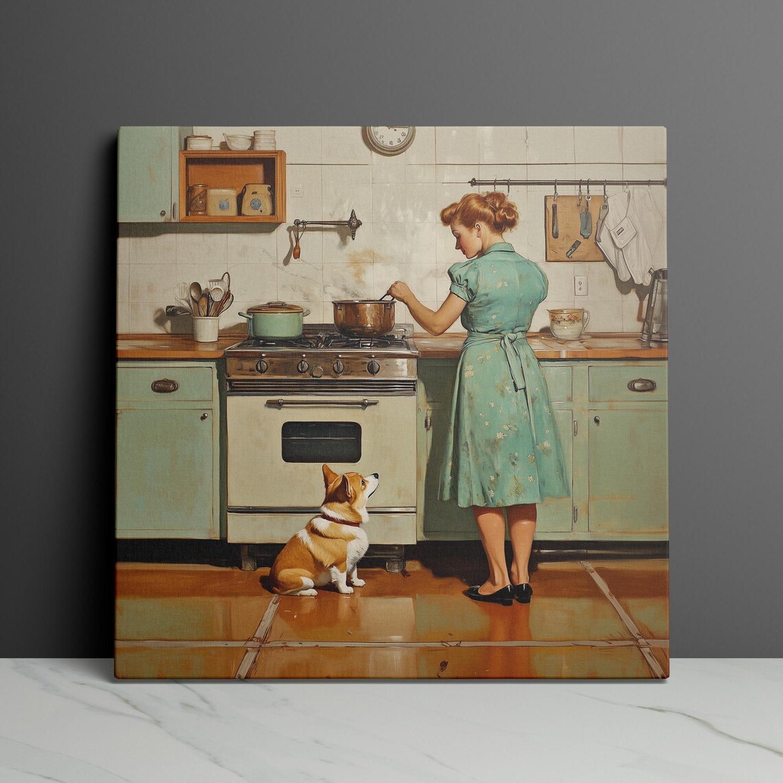 Vintage Corgi Kitchen Art, Mid-Century Dog Decor - Image 3