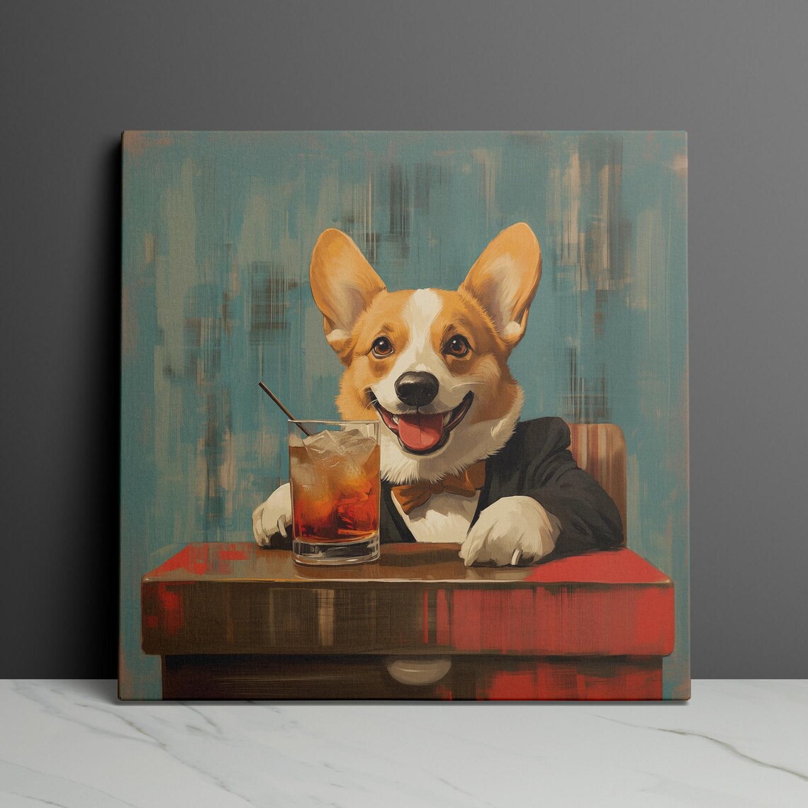 Corgi Home Bar Art Print, Whiskey Bourbon Rum - Image 3