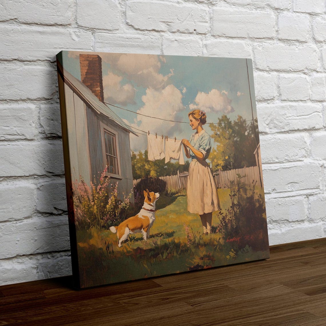 Corgi Dog Hanging Laundry Clothesline Poster for Laundry Room Decor - Image 4