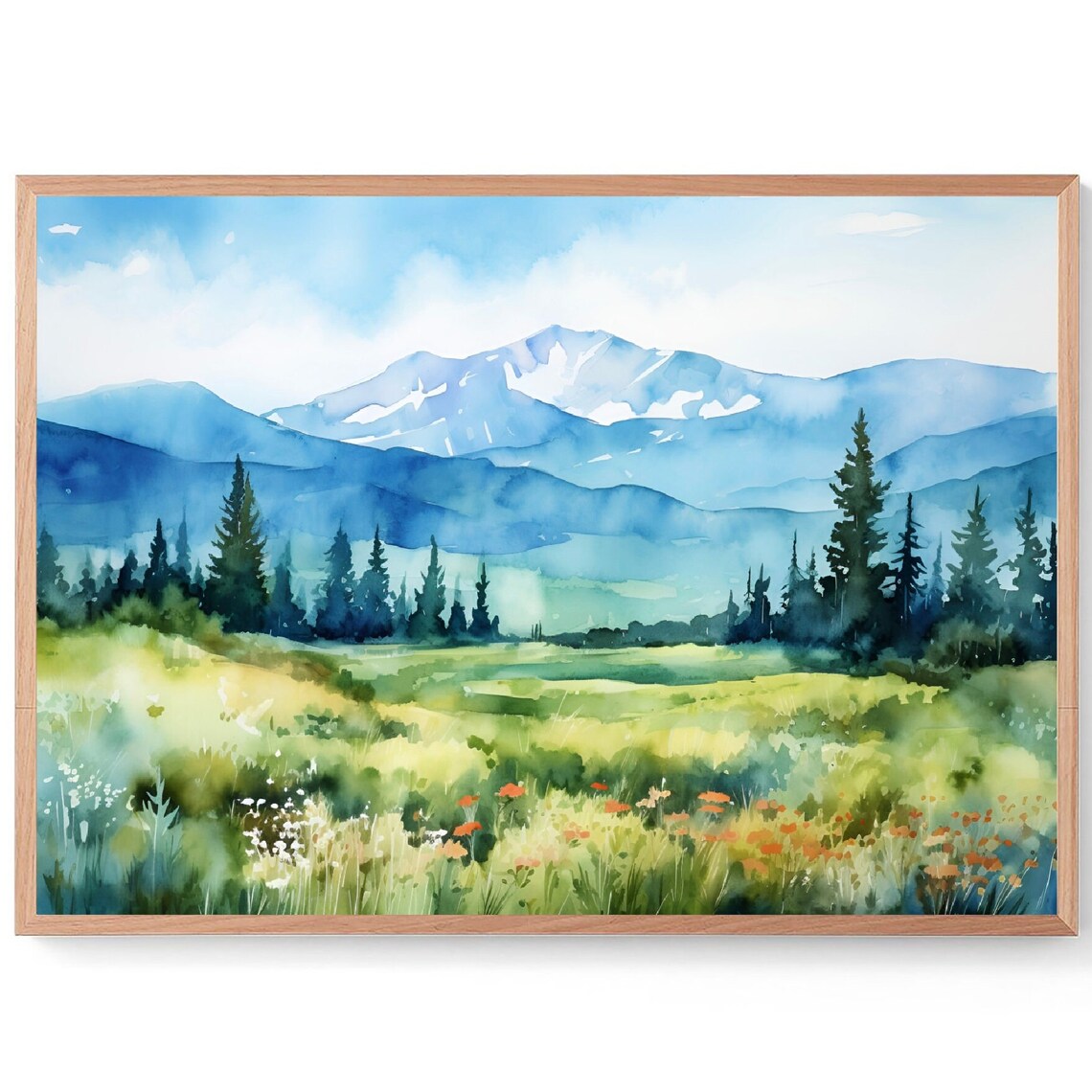 Mount Elbert Colorado Watercolor Landscape Art Print