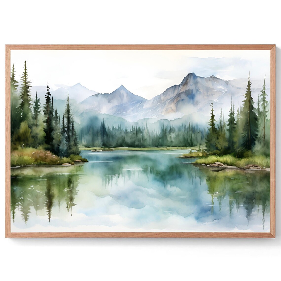 Emerald Lake Utah Watercolor Art Print, Mountain Landscape
