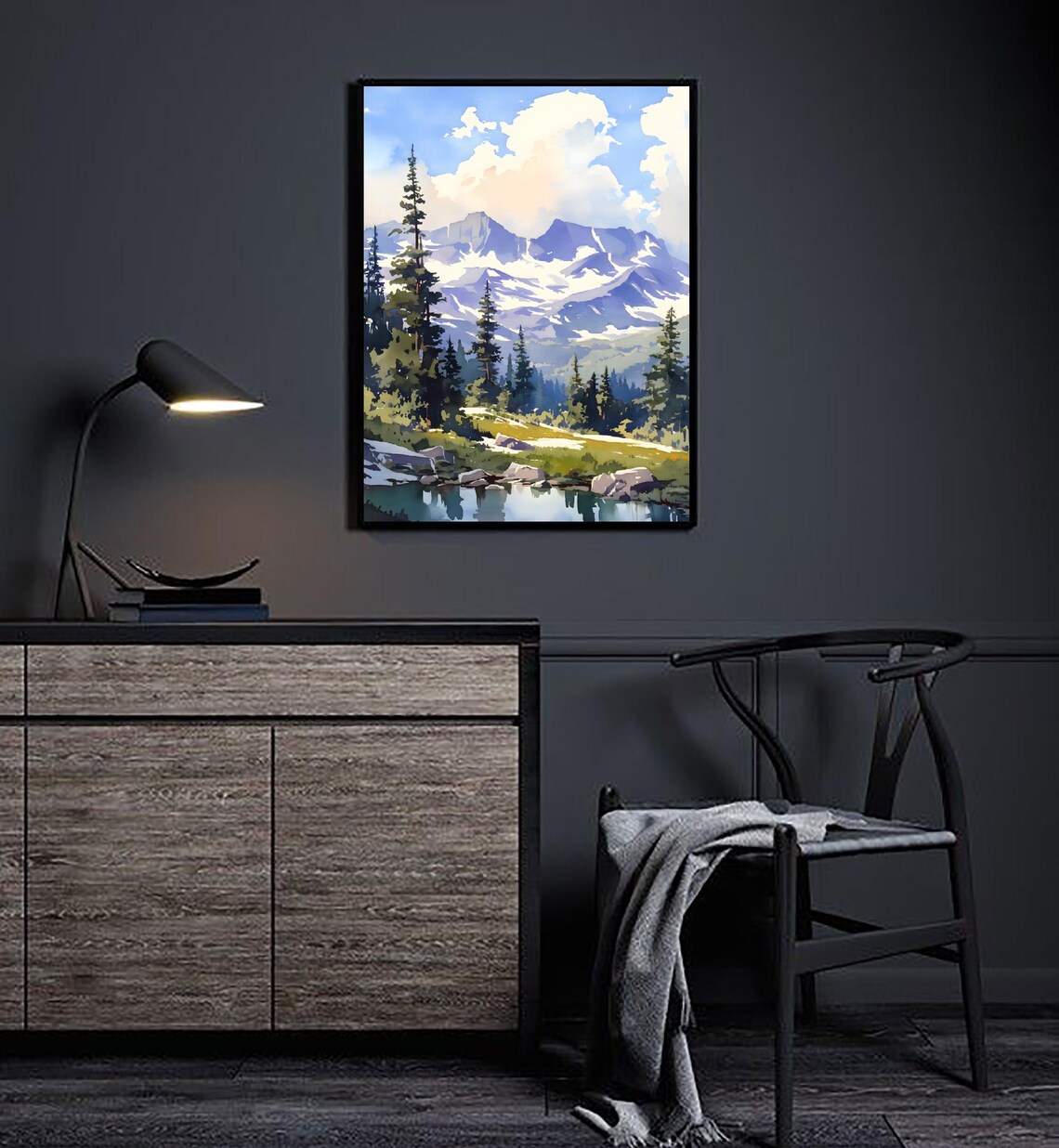 Buttermilk Mountains Colorado Landscape Watercolor Print - Image 4
