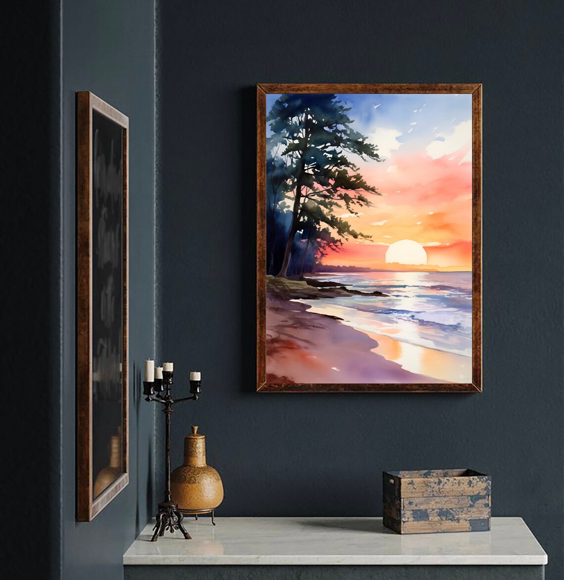 Ogden Dunes Sunset Watercolor Art Print, Travel Poster - Image 3