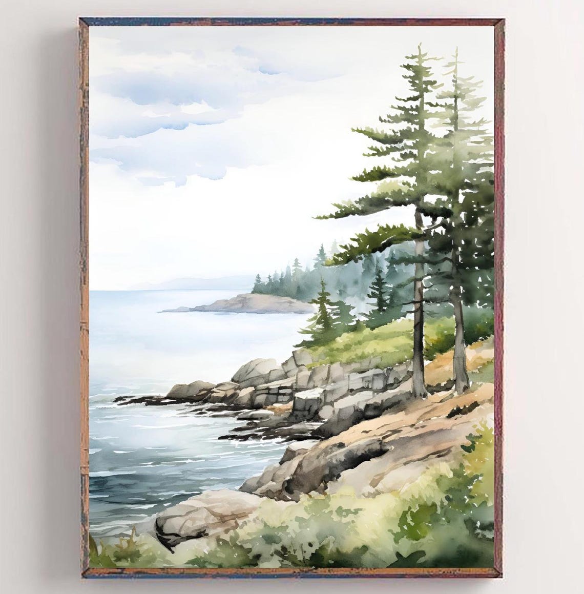 Lake Erie Watercolor Print Ohio Landscape Painting Forest Lake Poster Great Lakes Art Print Ohio State Travel Art