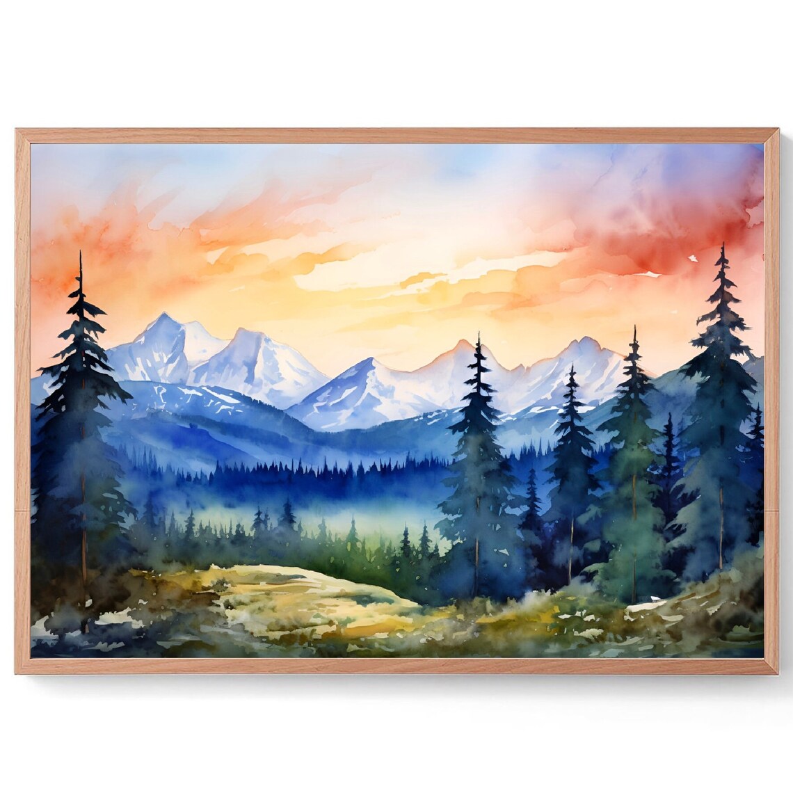 Rocky Mountains Watercolor Art Print, Bitterroot Range