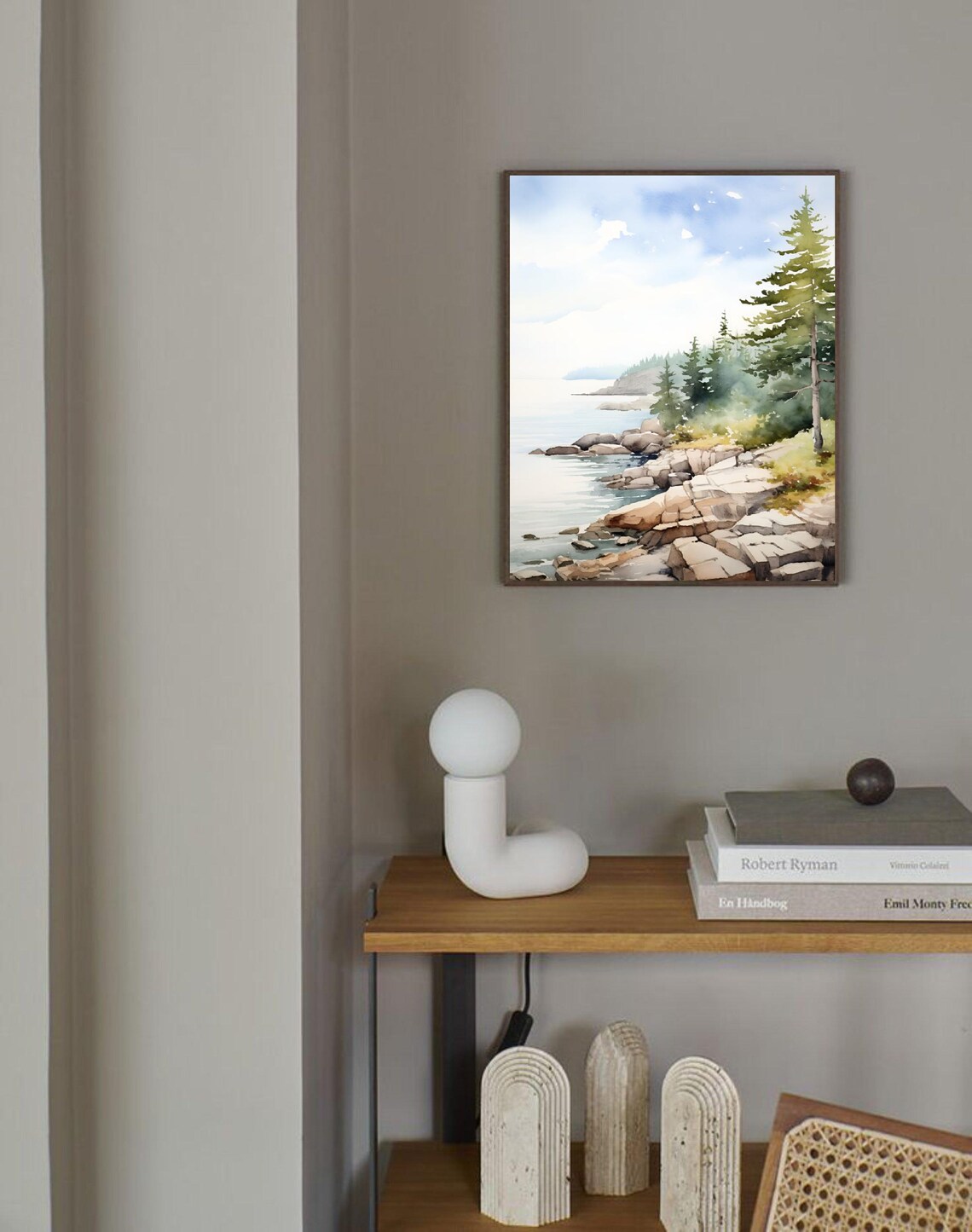 Saint Clair Lake Michigan Rocky Shore Pines Watercolor Poster - Image 3