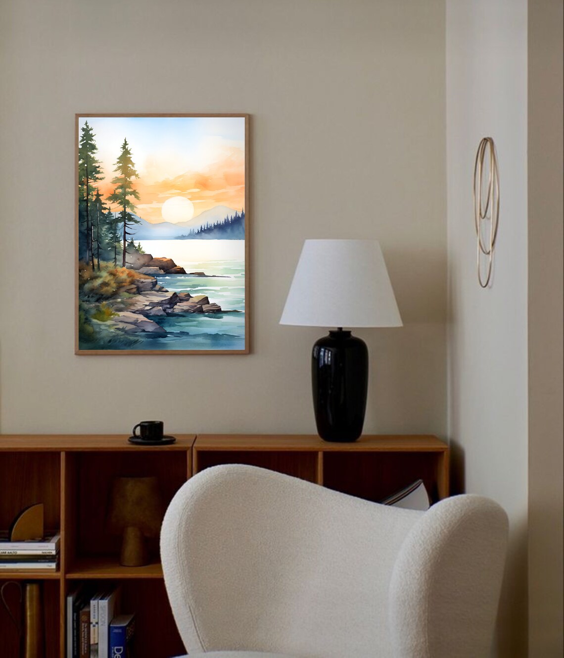 Bear River Watercolor Mountain Landscape Art Print - Image 2