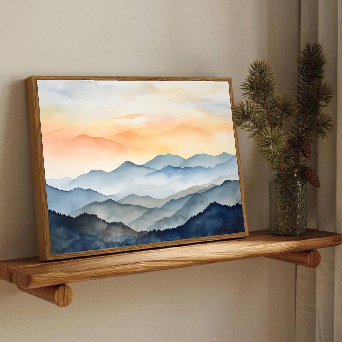 Smoky Mountains Watercolor Art Print, Sunrise Panorama - Image 4