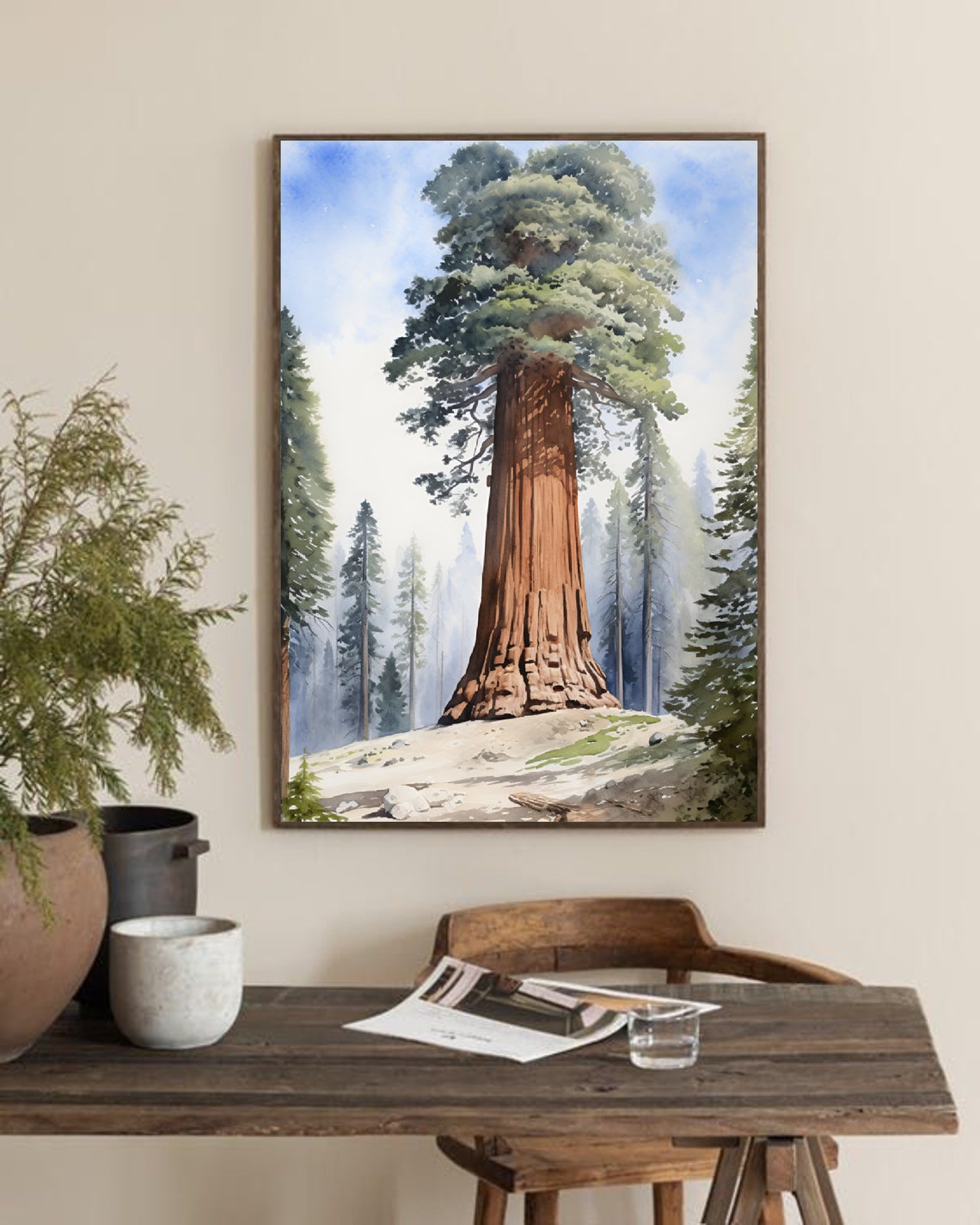General Sherman Tree California Giant Sequoia Watercolor Poster - Image 4