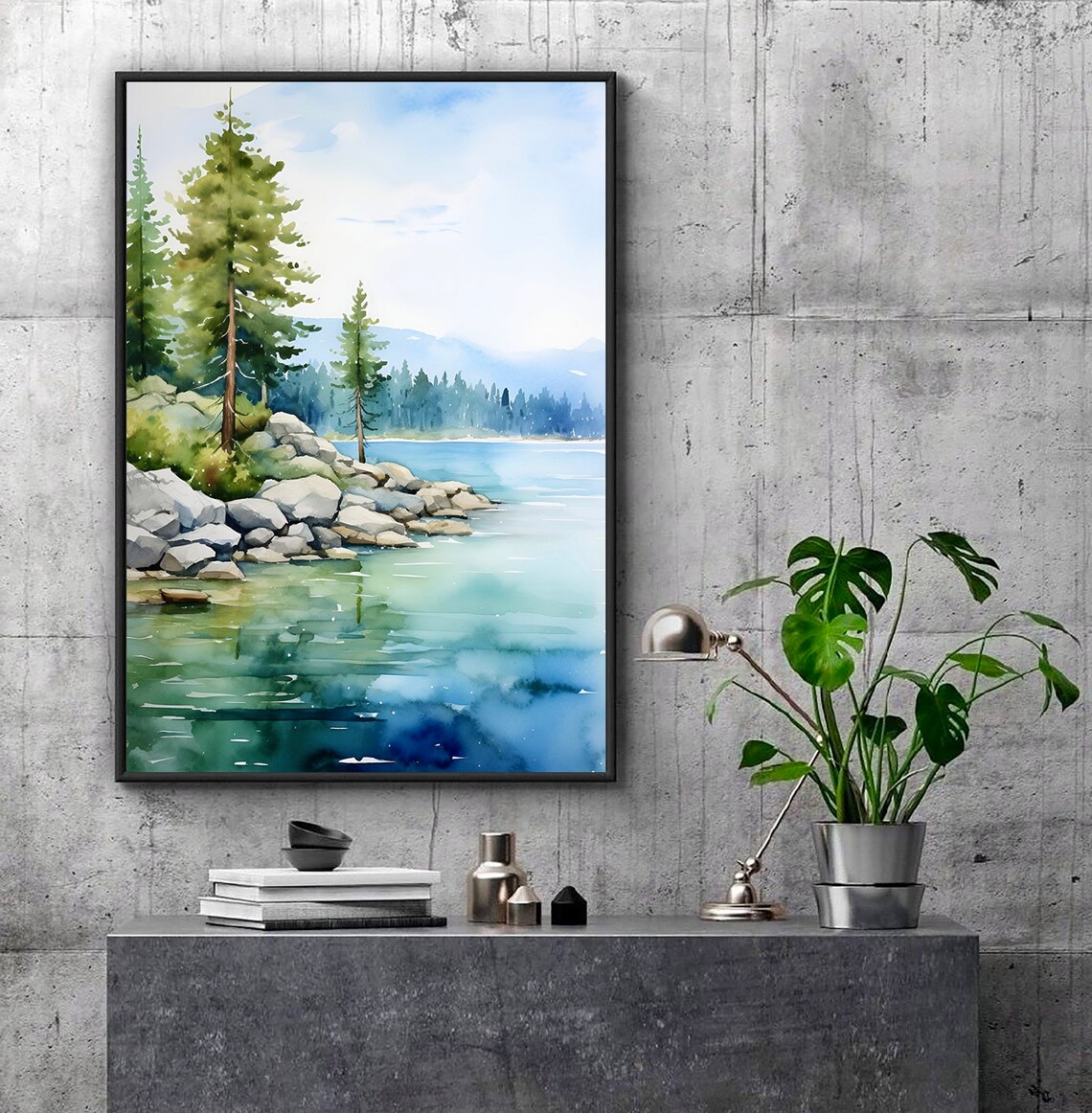 Tahoe Lake Art Print, Mountain Landscape Poster - Image 4