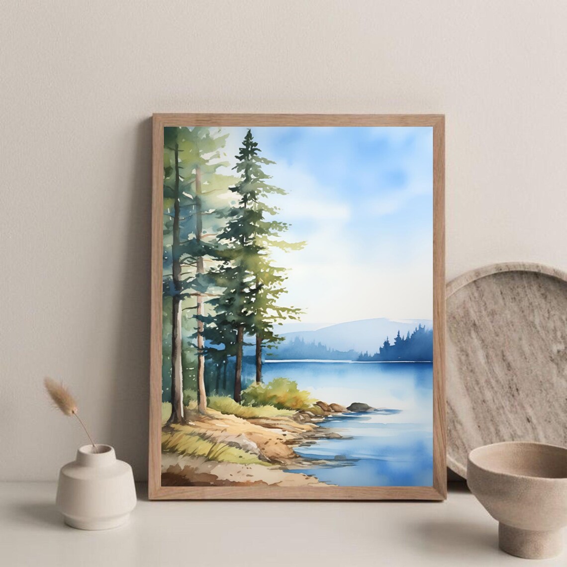 Wateree River Painting South Carolina Art Print Blue Green Landscape Wall Art Forest River Watercolor Painting Nature Travel Poster - Image 3