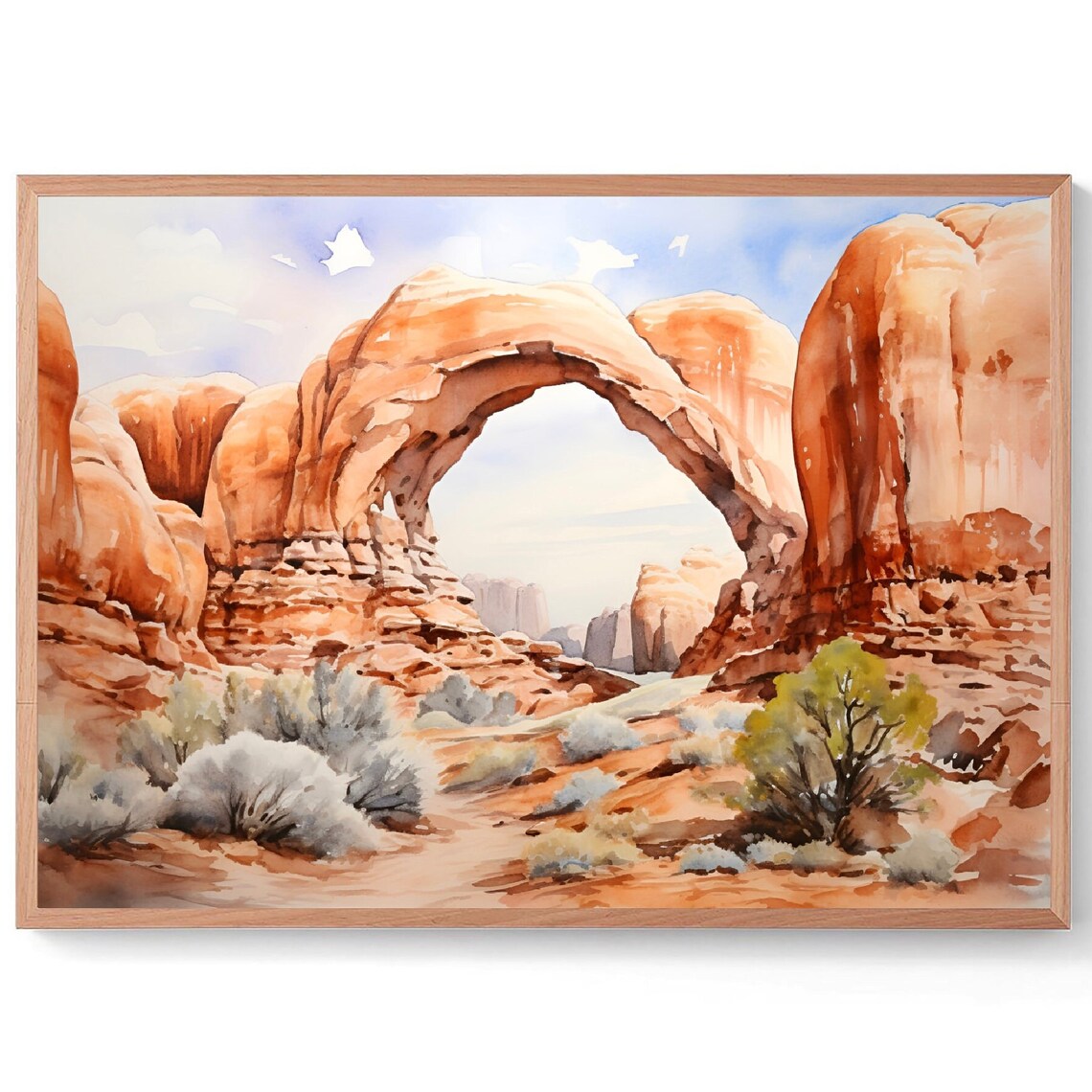 Double Arch Mountain Painting, Utah Travel Poster