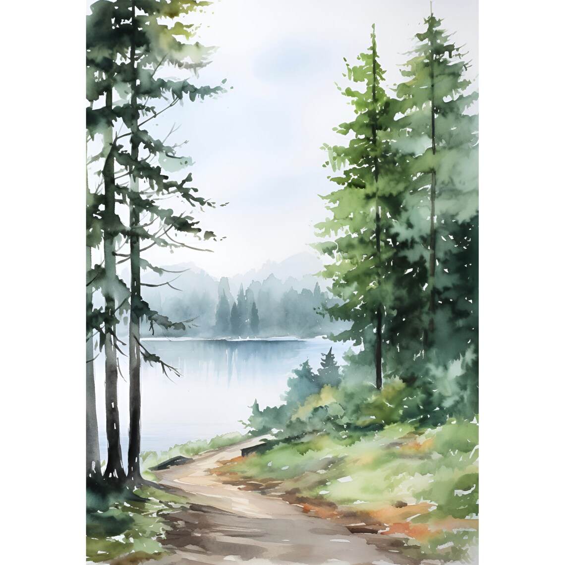 Wood Buffalo National Park Watercolor Print, Minimalist