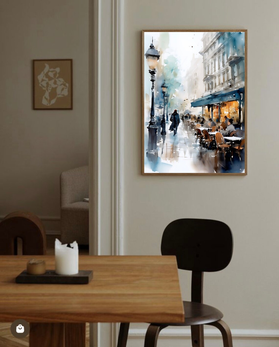 Westminster London Street Cafe Lamppost Watercolor Cityscape Poster - Image 2