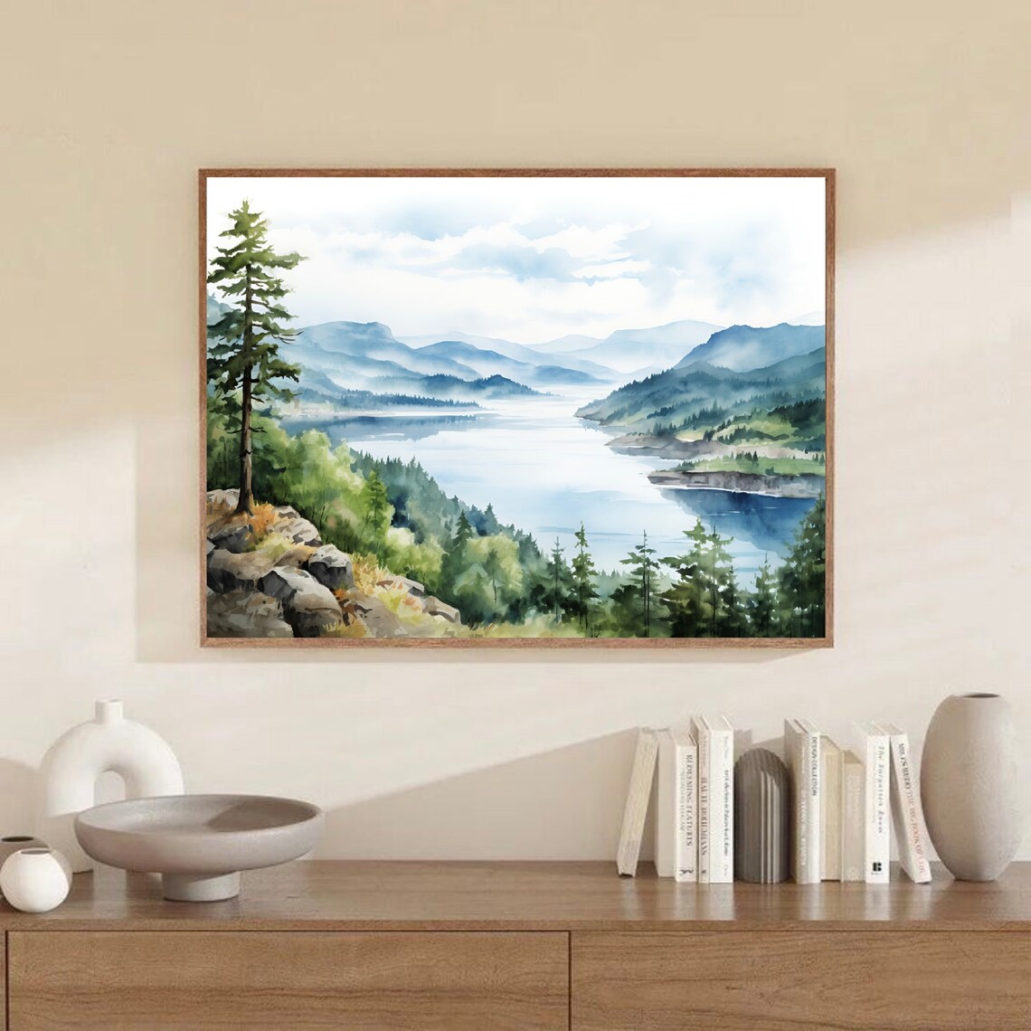 Columbia River Gorge Watercolor Art Print, Oregon - Image 4
