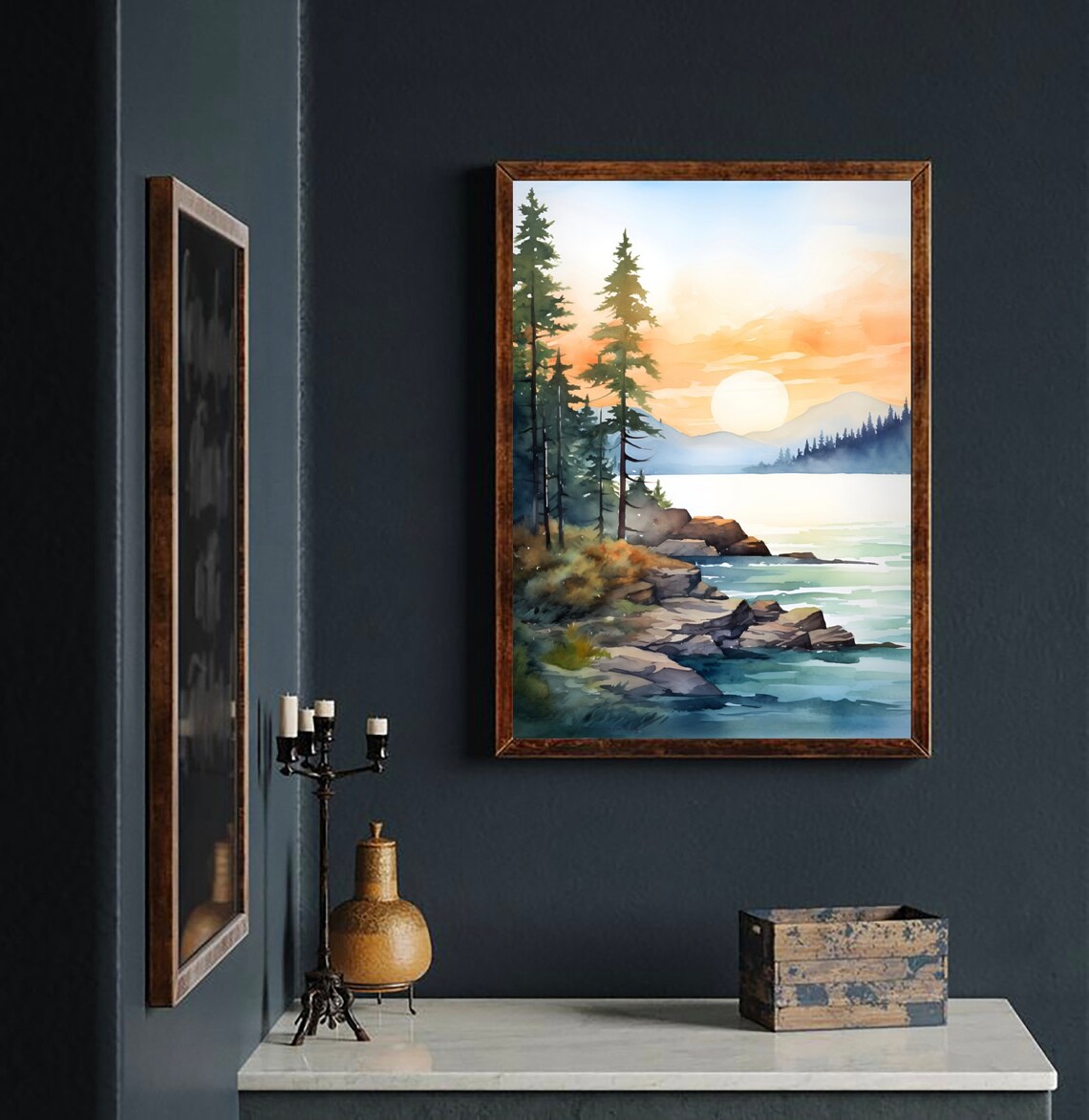 Bear River Watercolor Mountain Landscape Art Print - Image 3