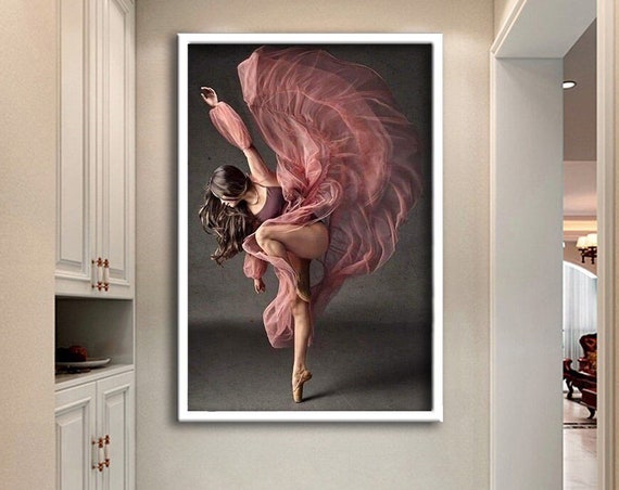 Ballerina Wall Decor Ballerina In Pink Dress Print Modern Art Wall Decor Wall Art Ready To Hang Painting