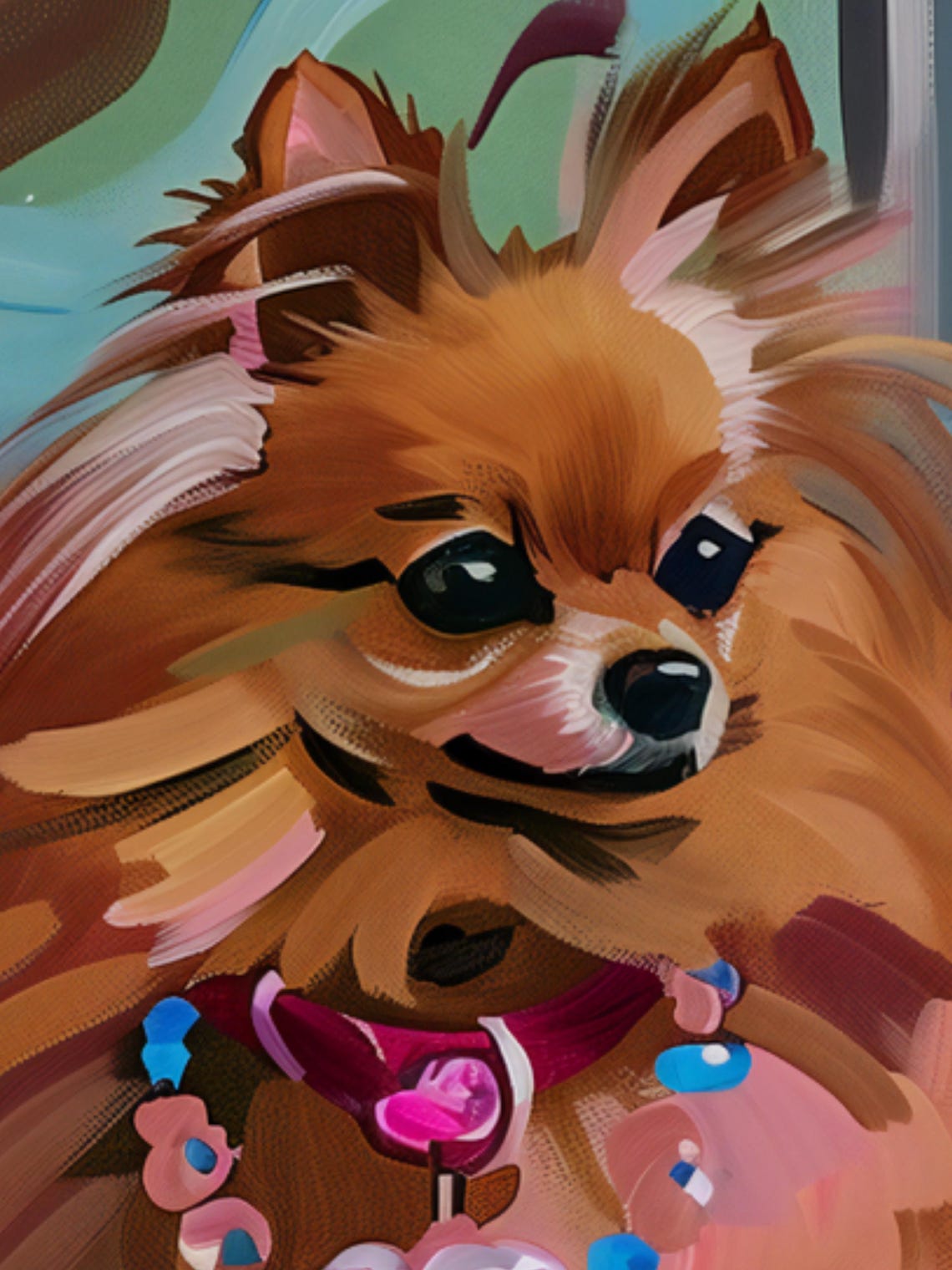 Fancy Pomeranian With Jewels Poster Maximalist Pink Dog Decor Art - Image 2